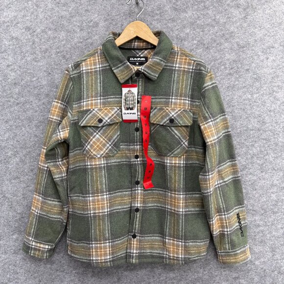 DAKINE Men's Shirt Jacket, Plush Fleece Soft Shell, 2 Pockets Green Plaid M, NEW - Picture 1 of 14